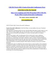 CRJ 301 Week 4 DQ 1 Goals of Juvenile Confinement (New)