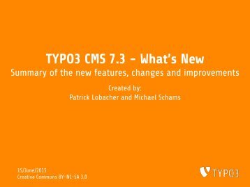 TYPO3 CMS 7.3 - What’s New