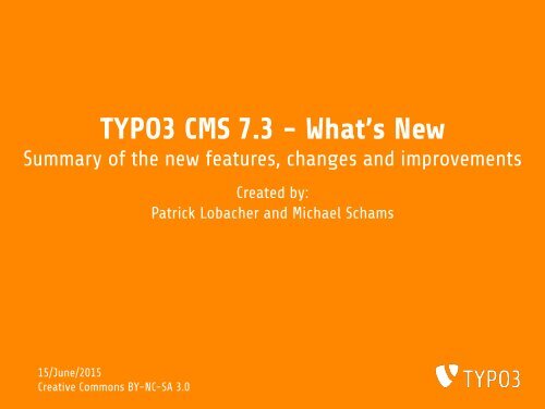 TYPO3 CMS 7.3 - What’s New