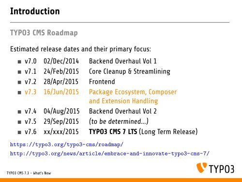 TYPO3 CMS 7.3 - What’s New