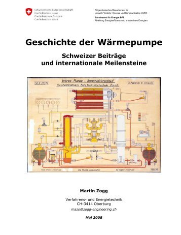 Geschichte der Wärmepumpe Schweizer Beiträge und - of Martin Zogg