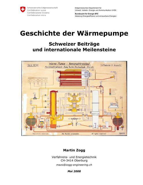 Geschichte der Wärmepumpe Schweizer Beiträge und - of Martin Zogg