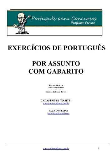 EXERCÍCIOS DE PORTUGUÊS POR ASSUNTO COM GABARITO