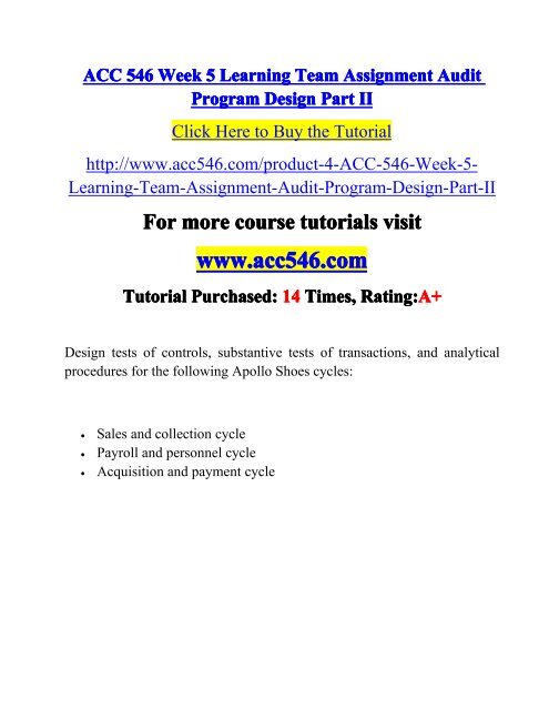 ACC 546 Week 5 Learning Team -acc546dotcom