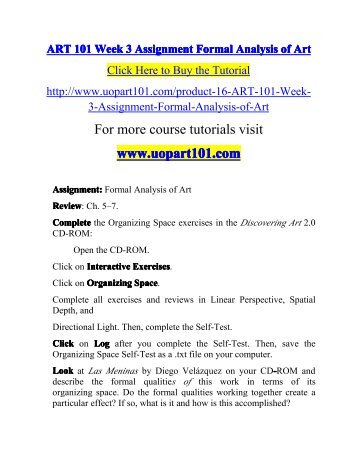 ART 101 Week 3 Assignment Formal -uopart101dotcom