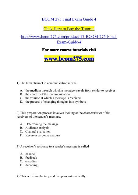 BCOM 275 Final Exam Guide 4.-bcom275dotcom