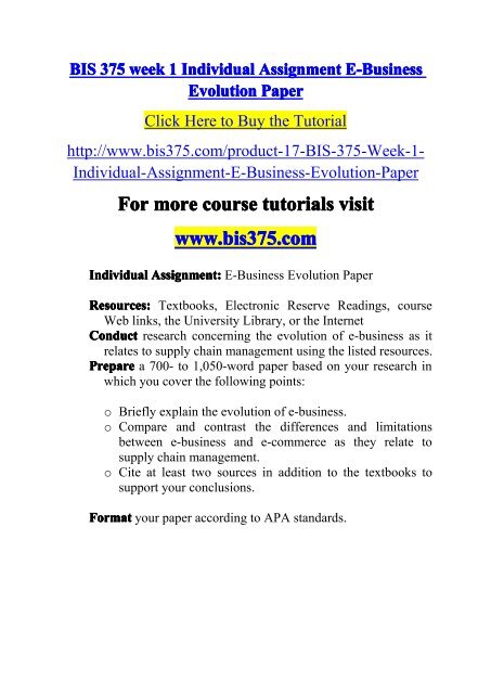 BIS 375 week 1 Individual Assignme-bis375dotcom