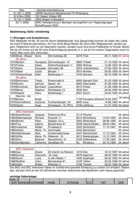 Protokoll GV 2008 SRC - Schweizerischer Rottweiler Club
