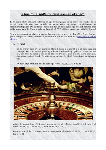 5 tips for å spille roulette som en ekspert