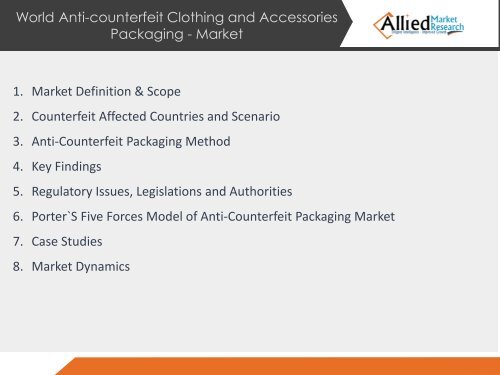 World Anti-counterfeit Clothing and Accessories Packaging - Market Opportunities and Forecasts, 2014 - 2020 