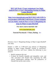 MGT 445 Week 2 Team Assignment Case Study Analysis Part A Case 5, Bargaining Strategy in Major League Baseball/Tutorialrank