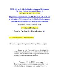 MGT 445 week 3 Individual Assignment Negotiation Strategy Article Analysis (2 Papers)/tutorialrank