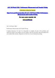 ACC 310 Week 5 DQ 1 Performance Measurement and Transfer Pricing / acc310dotcom