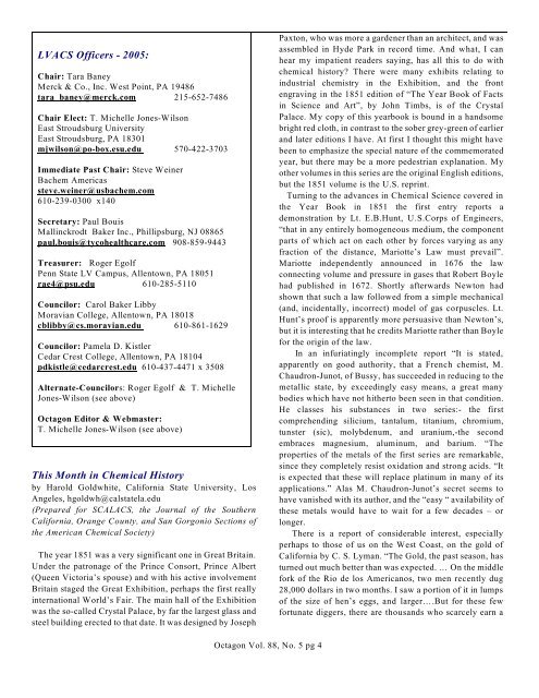 the octagon - Lehigh Valley Section of the American Chemical Society