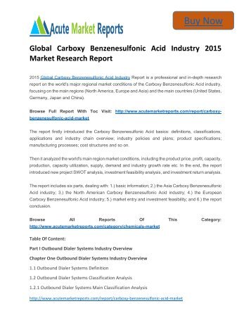 Global Carboxy Benzenesulfonic Acid Market Size and Forecast upto : Acute Market Reports