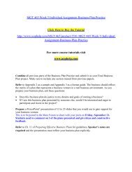 MGT 465 Week 5 Individual Assignment Business Plan Practice