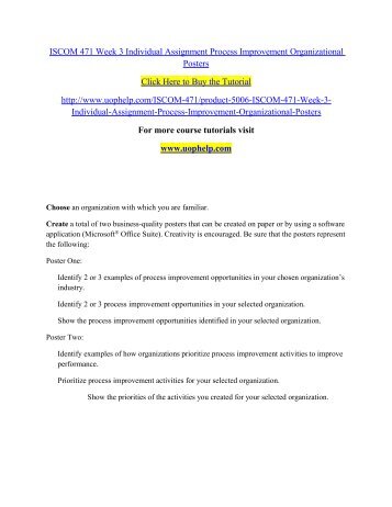 ISCOM 471 Week 3 Individual Assignment Process/UOPHELP