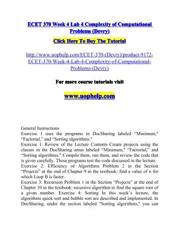 ECET 370 Week 4 Lab 4 Complexity of Computational Problems (Devry)