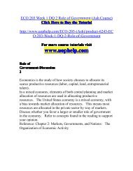 ECO 203 Week 1 DQ 2 Role of Government (Ash Course)/uophelp