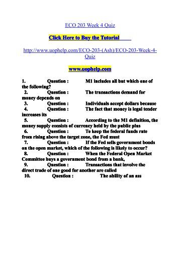 eco 204 week 4 quiz This file of eco 204 week 3 quiz shows the solutions to the following problems. eco 204 week 4 quiz This file of eco 204 week 3 quiz shows the solutions to the following problems.
