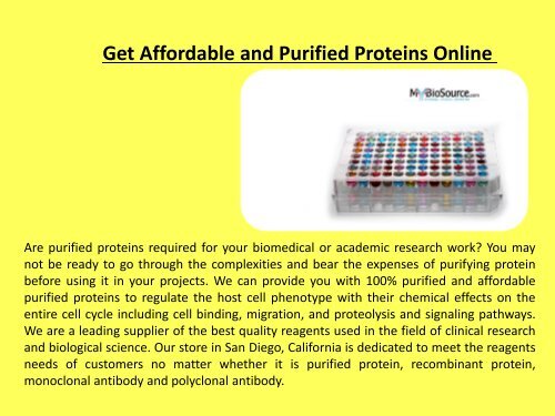 Get Affordable and Purified Proteins Online