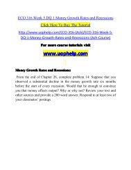 ECO 316 Week 5 DQ 1 Money Growth Rates and Recessions/UOPHELP