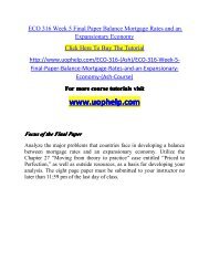 ECO 316 Week 5 Final Paper Balance Mortgage Rates and an Expansionary Economy/UOPHELP