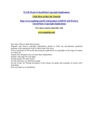 it 236 week 6 checkpoint copyright Mis 535 seek your dream/uophelpcom insert graphics it 236 week 5 dqs it 236 week 6 checkpoint: copyright implications it 236 week 7 dqs it 236 week 7 checkpoint. it 236 week 6 checkpoint copyright Mis 535 seek your dream/uophelpcom insert graphics it 236 week 5 dqs it 236 week 6 checkpoint: copyright implications it 236 week 7 dqs it 236 week 7 checkpoint.