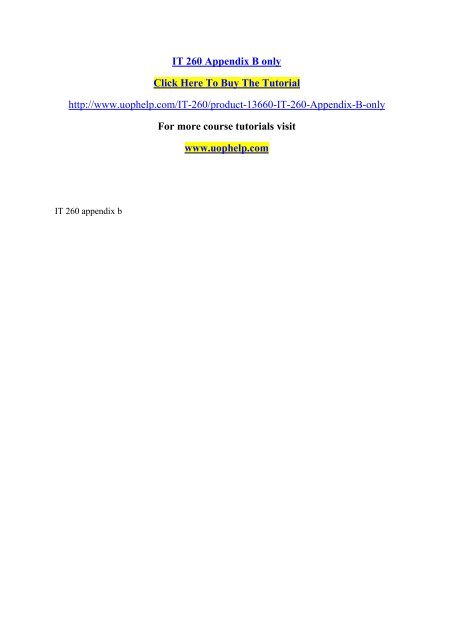 IT 260 Appendix B only/uophelp