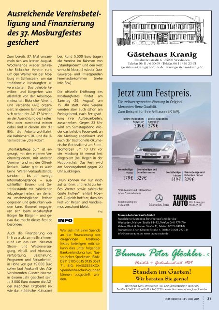 DER BIEBRICHER, Ausgabe 284, Juli 2015