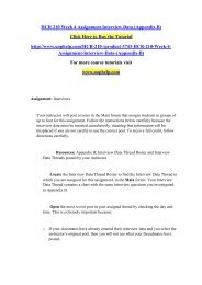HCR 210 Week 4 Assignment Interview Data (Appendix B)/UOPHELP