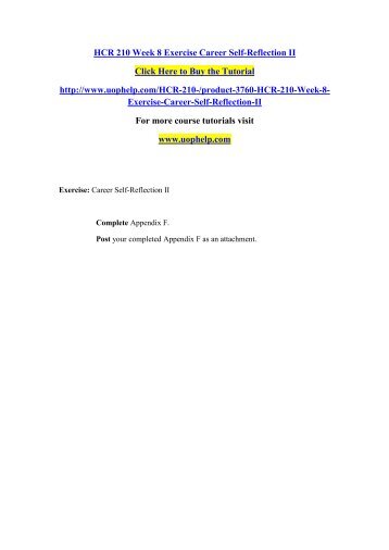 HCR 210 Week 8 Exercise Career Self-Reflection Il/UOPHELP