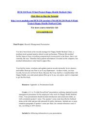 HCR 210 Week 9 Final Project Happy Health Medical Clinic/UOPHELP