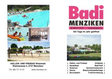 HALLEN- UND FREIBAD Walzimatt Walzistrasse 4, 5737 Menziken ...