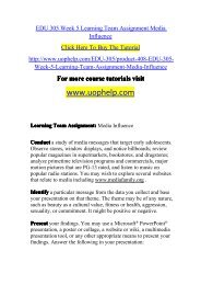 EDU 305 Week 5 Learning Team Assignment Media Influence/UOPHELP