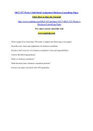 MGT 527 Week 1 Individual Assignment Business Consulting Paper