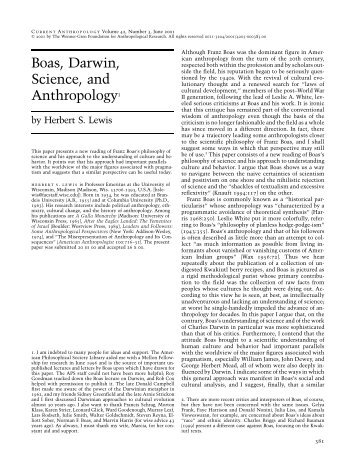 Boas, Darwin, Science, and Anthropology1 - Department of ...