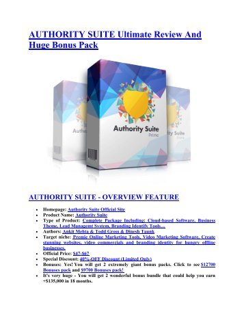 Authority Suite Review and $30000 Bonus-Authority Suite 80% DISCOUNT  