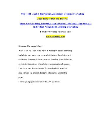 Assignment for Chapter 1 – An Introduction to Marketing