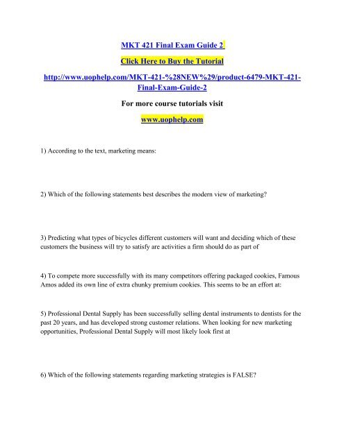 strategic marketing past exam papers mba marketing management exam questions and answers