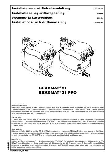 BEKOMATÂ® 21 BEKOMATÂ® 21 PRO - BEKO TECHNOLOGIES GmbH
