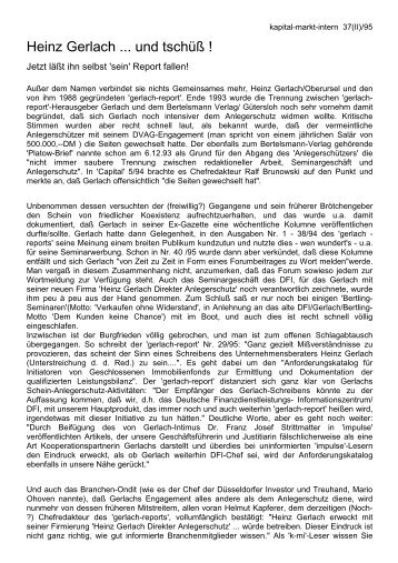 Kapital Markt Intern 37(II)/1995: Heinz Gerlach - GoMoPa