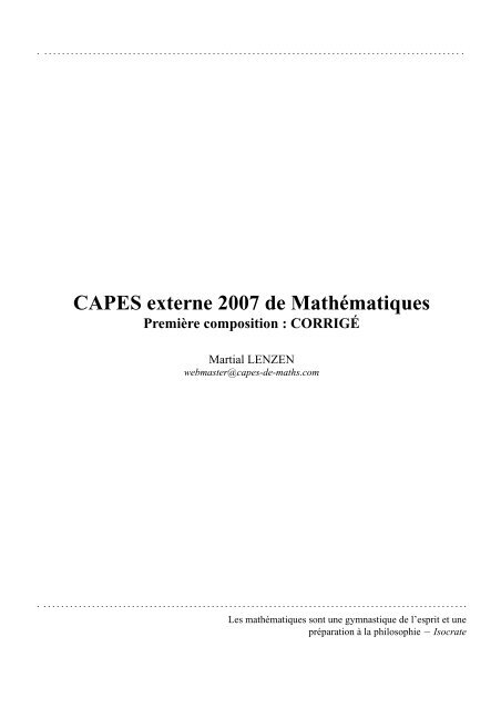 Ouvrir le corrigé - CAPES de Maths