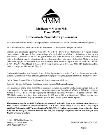 Directorio de Proveedores y Farmacias - MMM