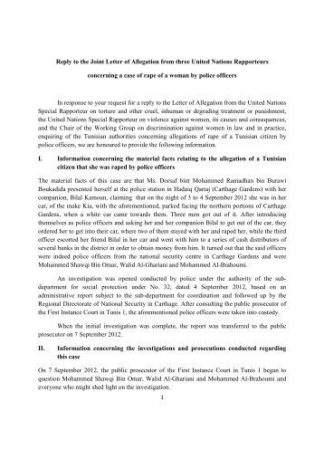 Reply to the Joint Letter of Allegation from three United Nations ...