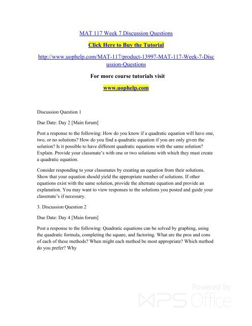 Mat 117 Week 7 Discussion Questionsuophelp