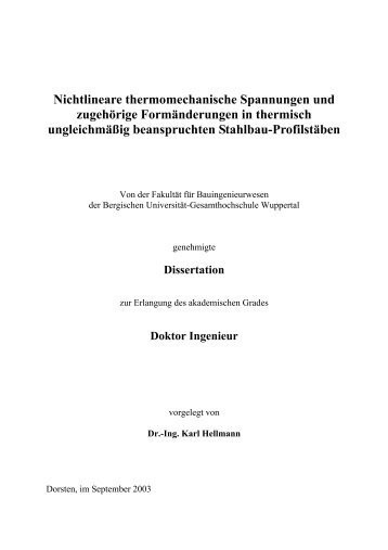 Nichtlineare thermomechanische Spannungen und zugehÃ¶rige ...