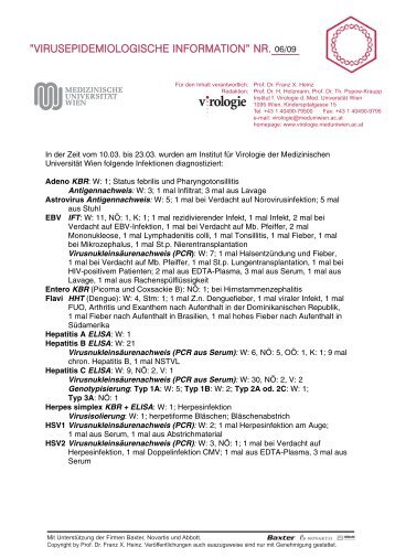 virusepidemiologische information” nr. - Virologie Wien ...