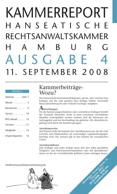 KAMMERREPORT - Hanseatische Rechtsanwaltskammer Hamburg