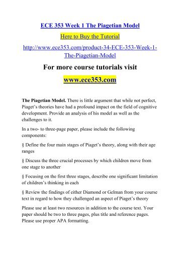 ECE 353 Week 1 The Piagetian Model